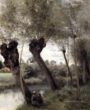  Corot Tableau - Saint Nicholas les Arras Saules sur les bords de la Scarpe Jean Baptiste Camille Corot